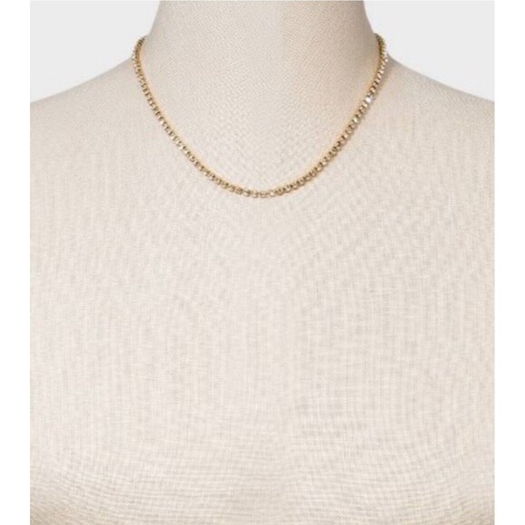 SUGARFIX by BaubleBar Gold Crystal Baguette Collar Necklace - New - Picture 4 of 5